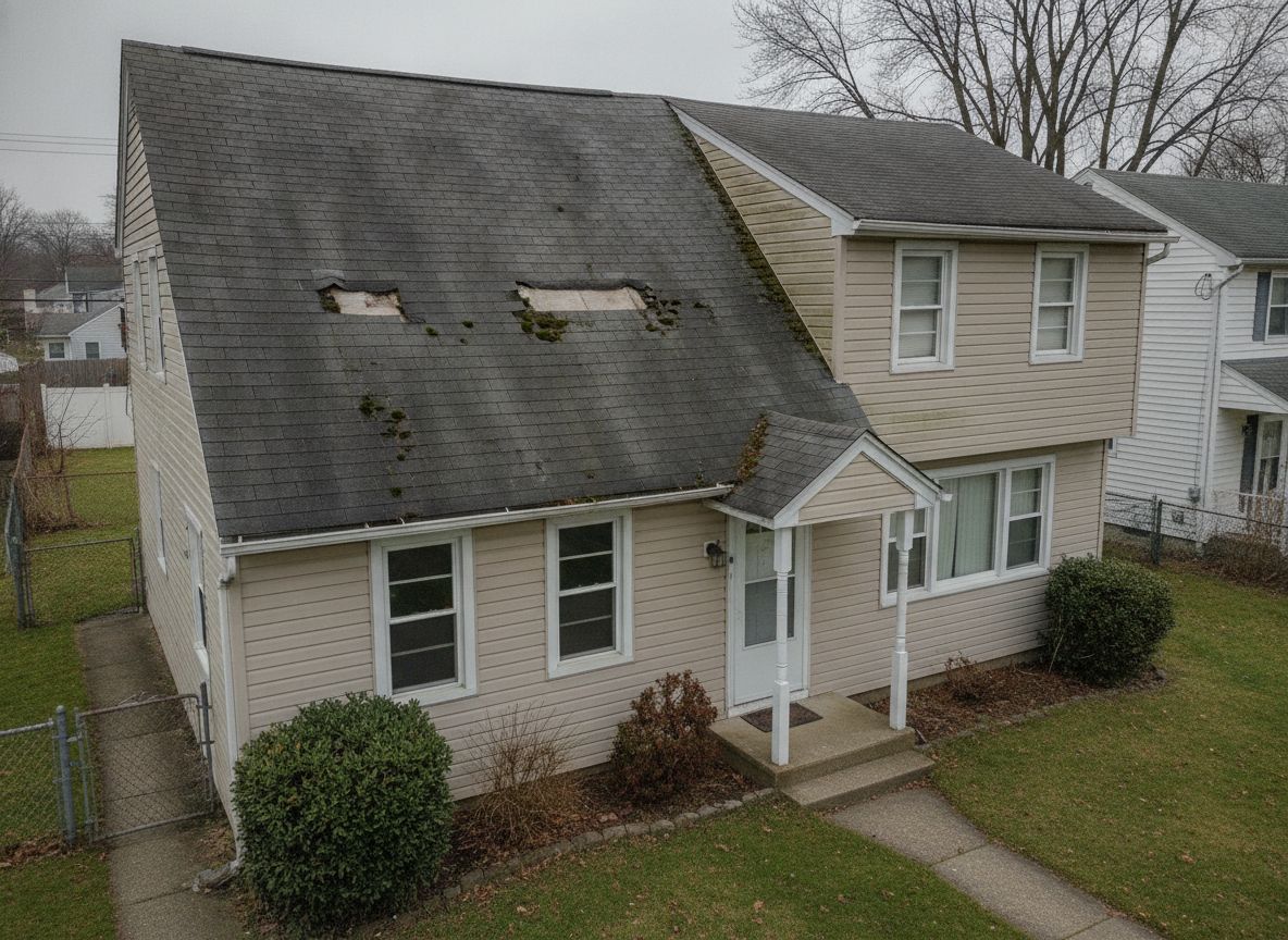 Before — worn roof