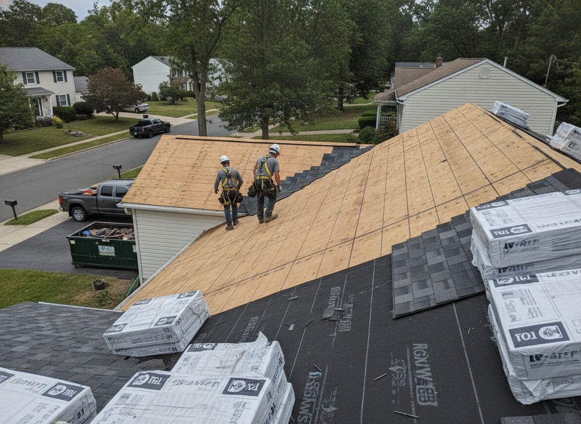 Roofing crew installing a new roof